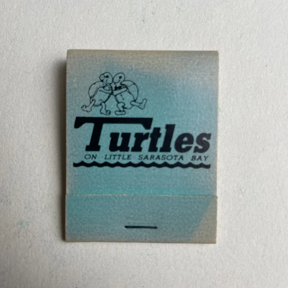 Turtles Restaurant Matchbook‎ Vintage Sarasota FL Little Sarasota Bay Unstruck
